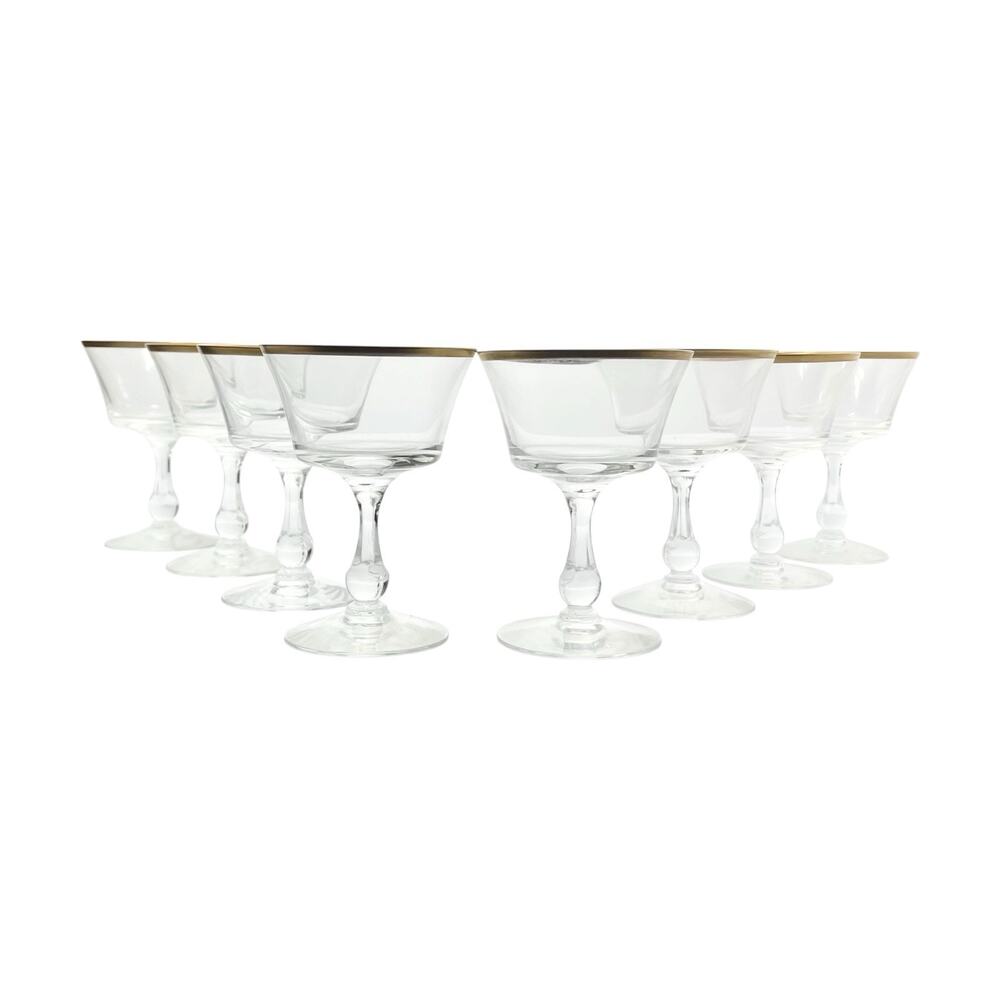 Fostoria “Richmond” Set of 8 Coupe Champagne Glasses 5 1/4” 8oz Signed